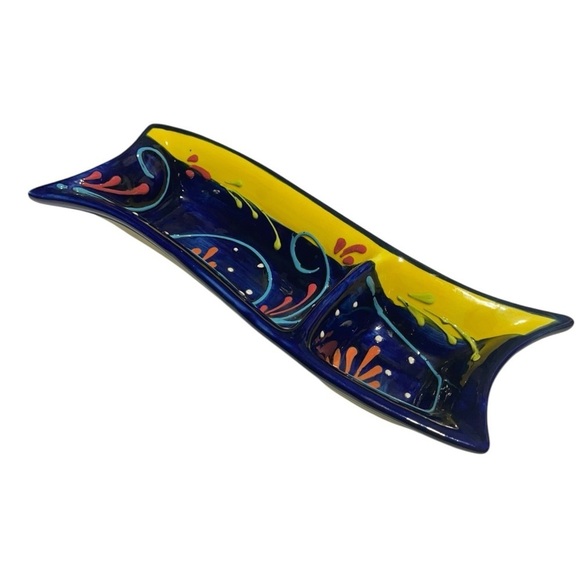 Spain Hand Painted Decorative Divided Serving Dish Bowl Antonio Ortiz Ruiz - Picture 9 of 12